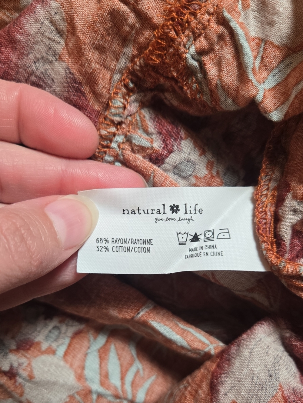 Natural Life Rebecca orange tropical button-front tiered midi shirt dress - Picture 5 of 5